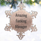 Funny Manager Gifts from Friends for Amazing Christmas Snowflake Ornament, Handcrafted from Premium Stainless Steel