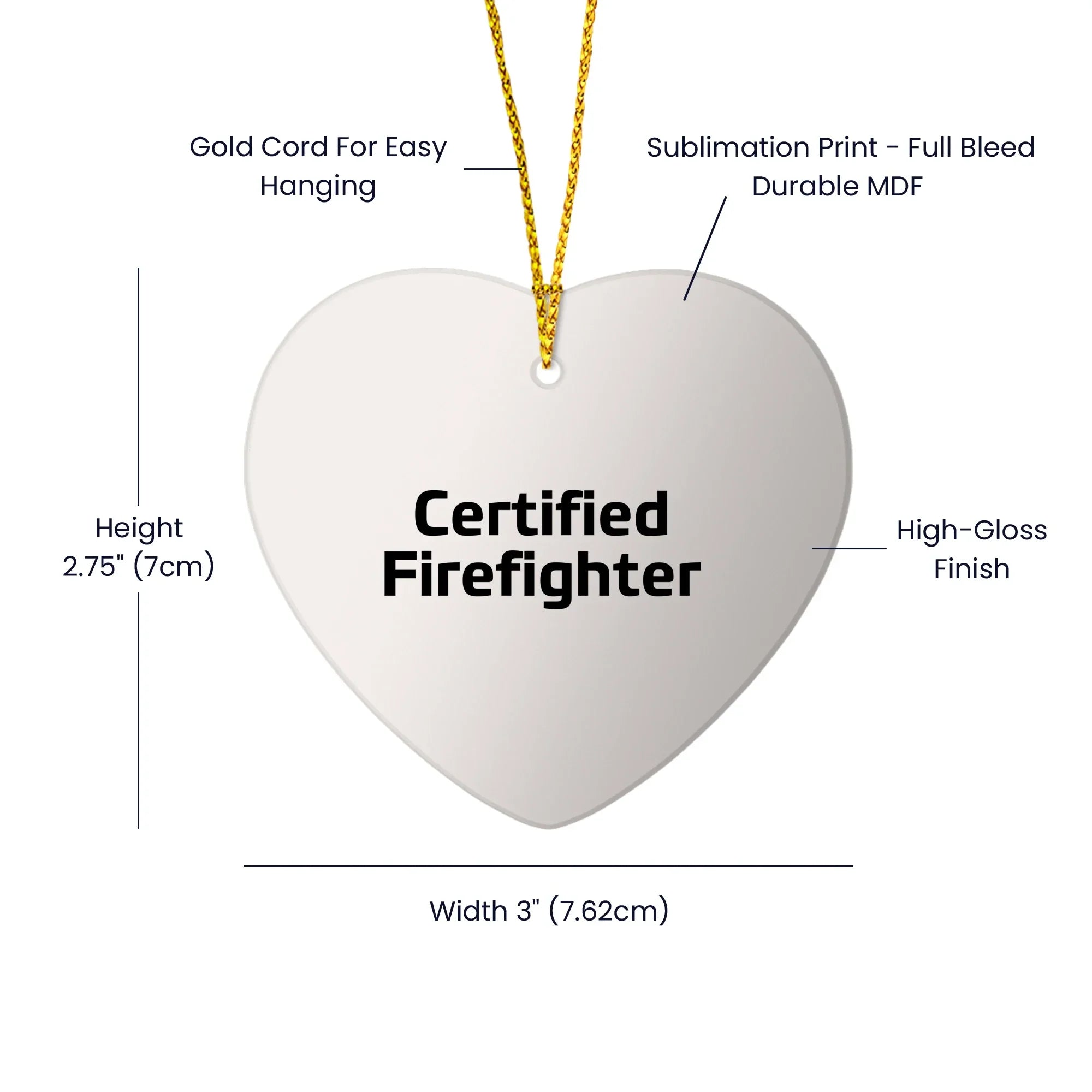 Funny Certified Firefighter Heart Christmas Ornament