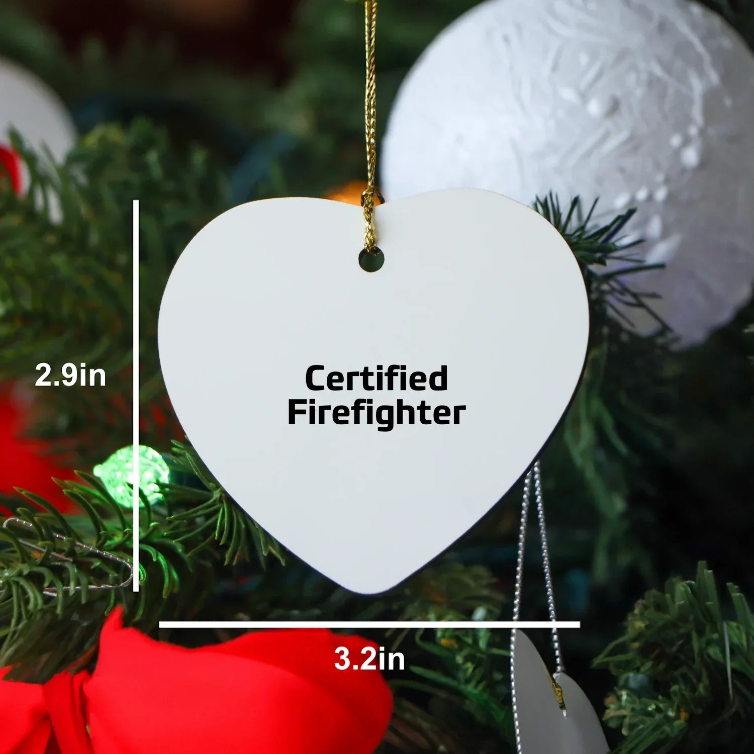 Funny Certified Firefighter Heart Christmas Ornament