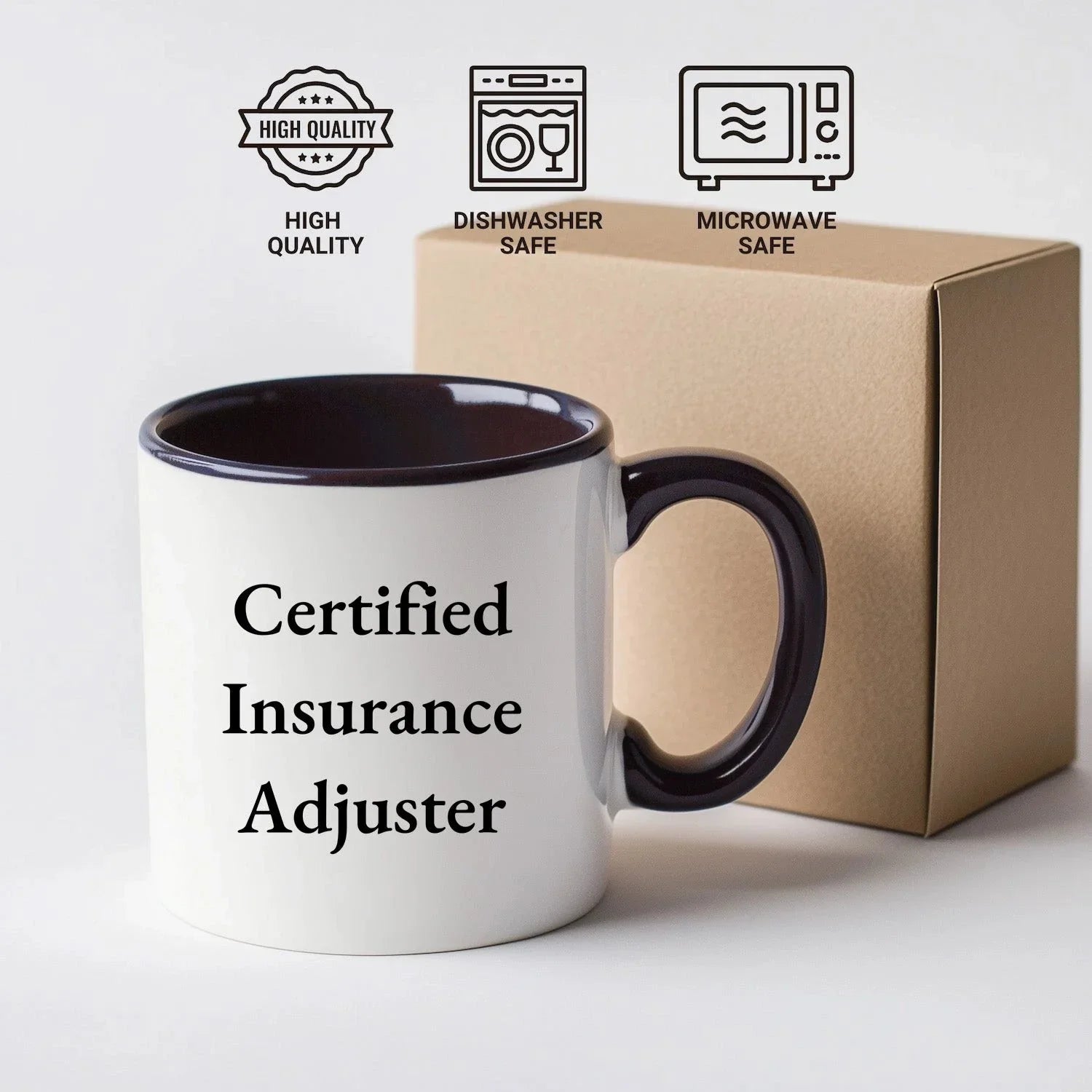Funny Quote Certified Insurance Adjuster Gifts from Mom for Insurance Adjusters, Two Tone Coffee Mug, Unique Mother's Day Unique Gifts for Insurance Adjuster Friends and Family