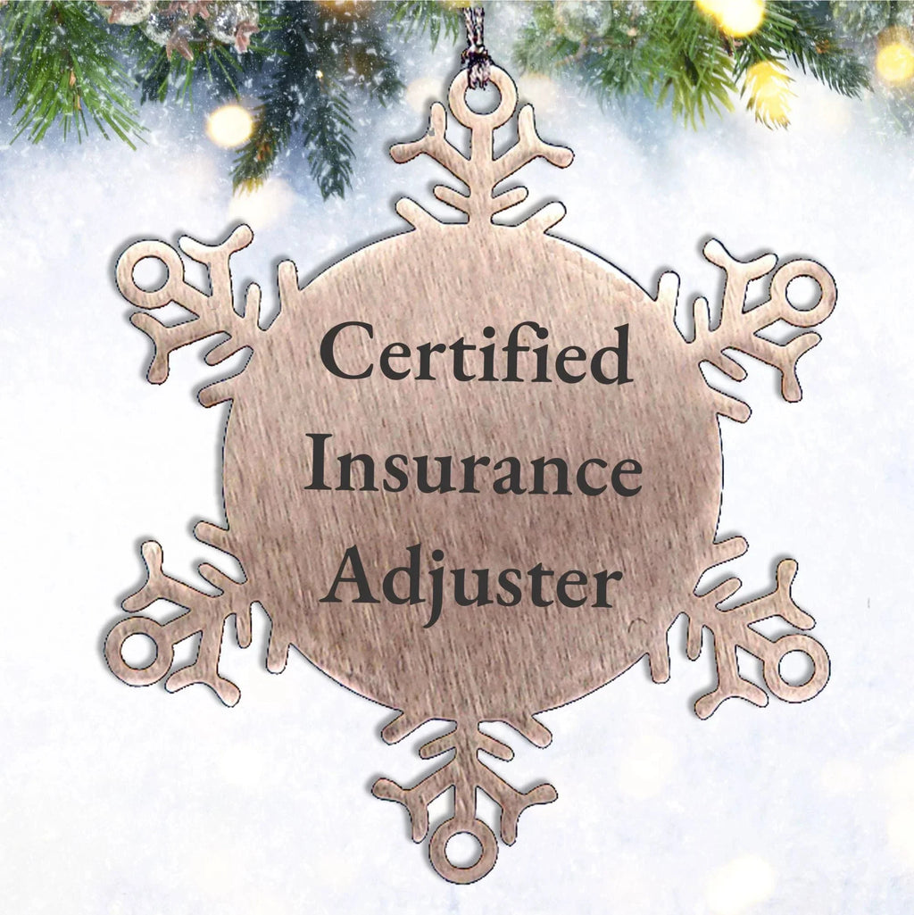 Insurance Adjuster Snowflake Ornament 'Certified Insurance Adjuster'