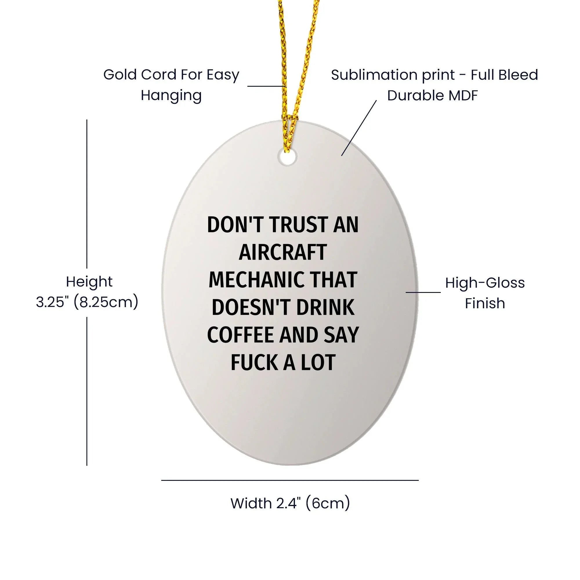 Funny Aircraft Mechanic Christmas Unique Gifts for Men Friends from Oval Ornament with Quote - Gifts for Aircraft Mechanic Friends