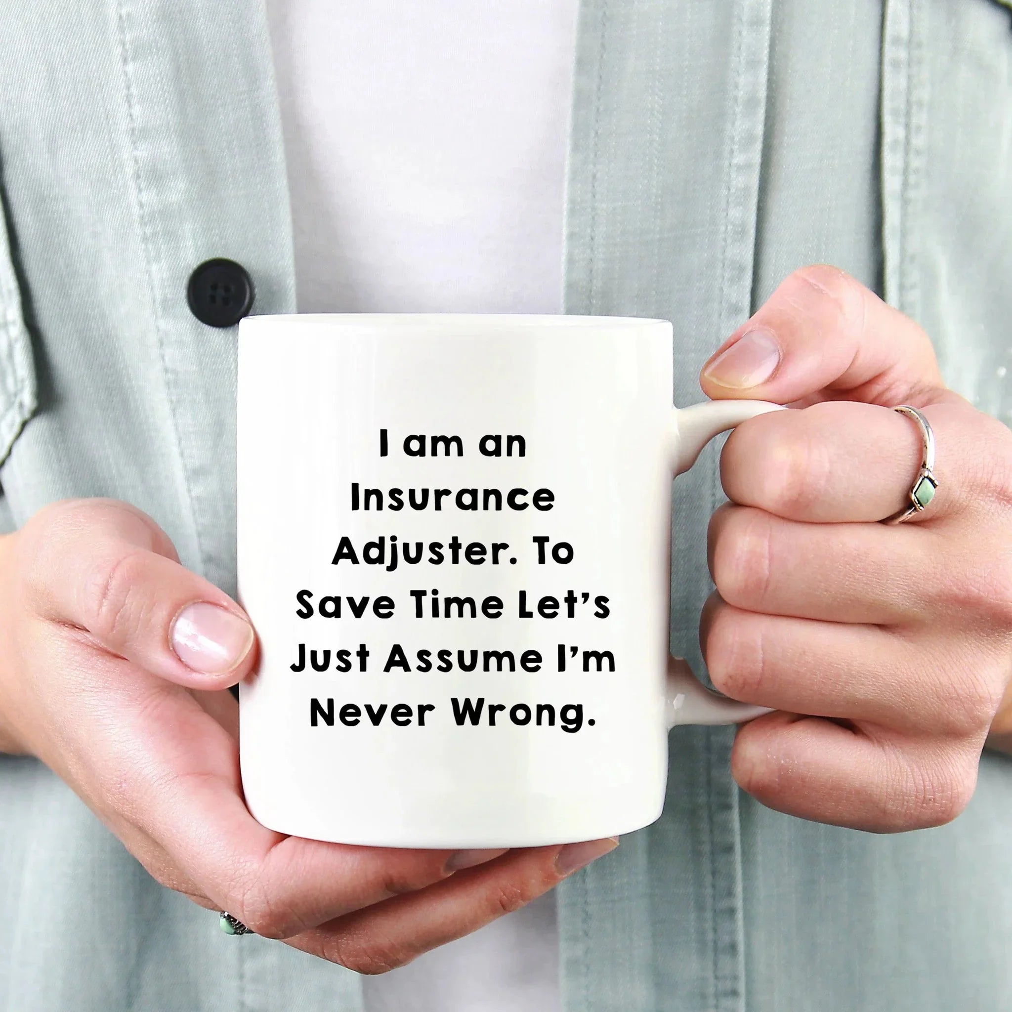Insurance Adjuster Humor Gifts, Funny White Coffee Mug for Men, Gifts from Family to Insurance Adjuster Graduation Unique Gifts