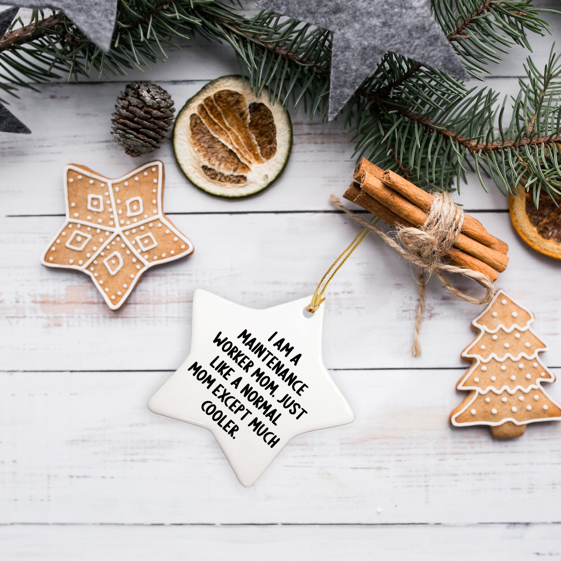 Maintenance Worker Mom Star Ornament Gifts from Family, Christmas Unique Presents for Her, Fun and Cute Decorations - Mallard Moon