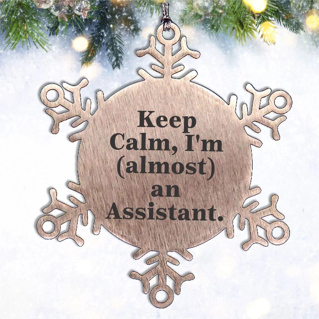 Funny Assistant Snowflake Ornament Gifts from Friends to Coworkers, Keep Calm I'm almost An Assistant - Christmas Unique Gifts for Assistant, Snowflake Ornament Lovers