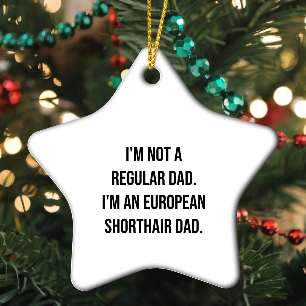 European Shorthair Cat Dad Star Ornament, Funny Gift for Friends, 'I'm Not A Regular Dad. I'm An European Shorthair Dad.' Christmas Unique Gifts from Family