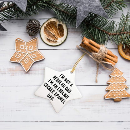 English Cocker Spaniel Dog Star Ornament Funny Dad Gift from Men to Family for Christmas Unique