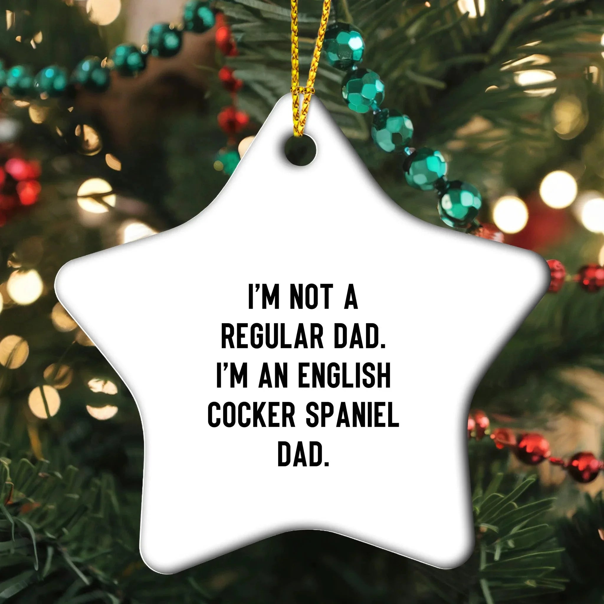 English Cocker Spaniel Dog Star Ornament Funny Dad Gift from Men to Family for Christmas Unique