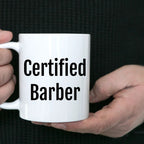 Funny Certified Barber White Coffee Mug - Mallard Moon