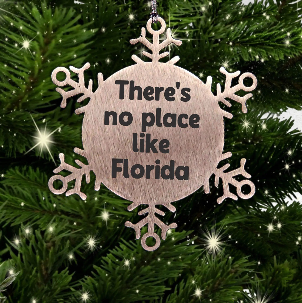Florida Snowflake Christmas Ornament - There's No Place Like Florida