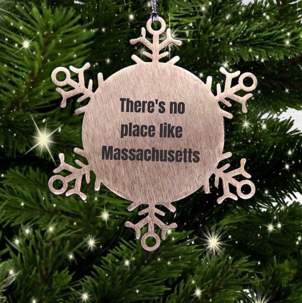 Massachusetts Snowflake Ornament - There's No Place Like Massachusetts