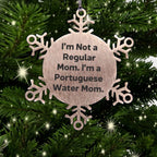 Funny Portuguese Water Dog Christmas Snowflake Ornament, I'm Not A Regular Mom. I'm A Portuguese Water Mom