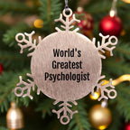 World's Greatest Psychologist Ornament Snowflake Stainless Steel Ideal Gift
