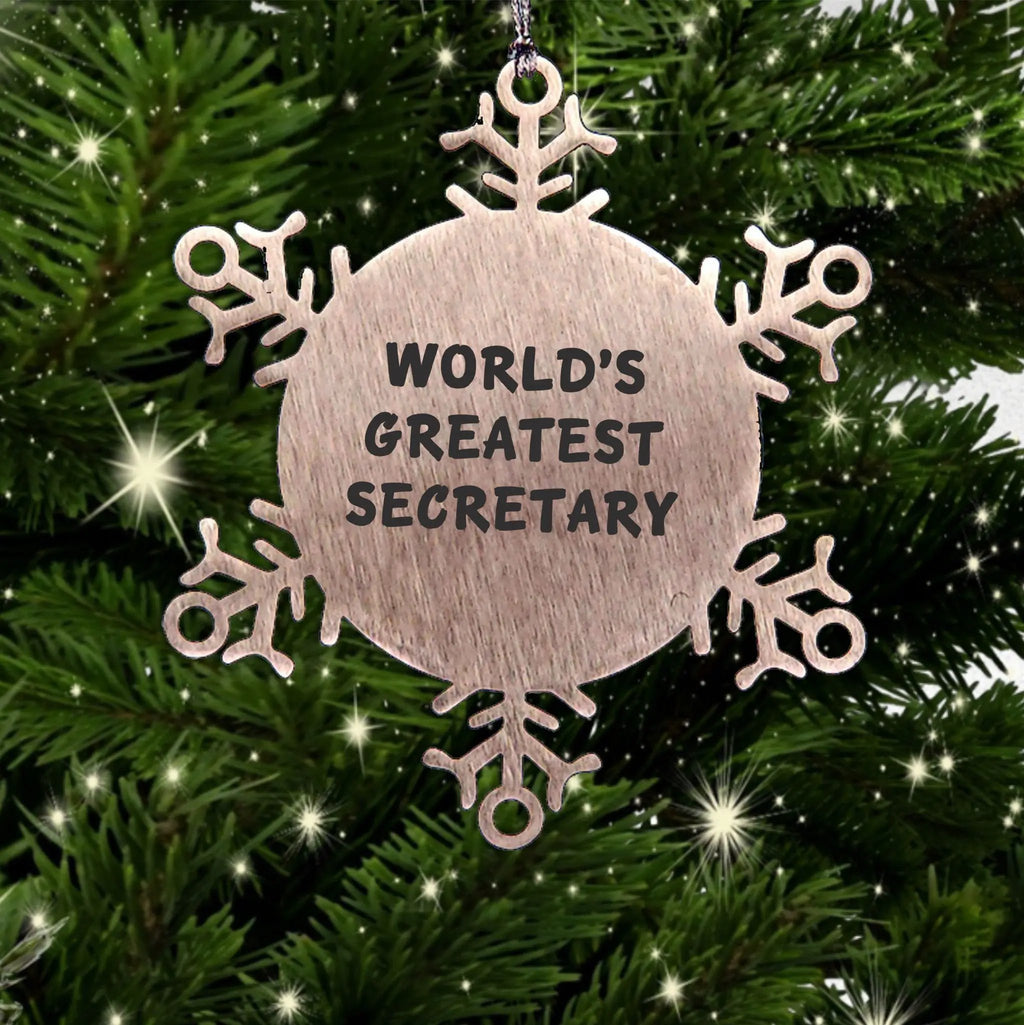 Secretary World's Greatest Snowflake Ornament Stainless Gift