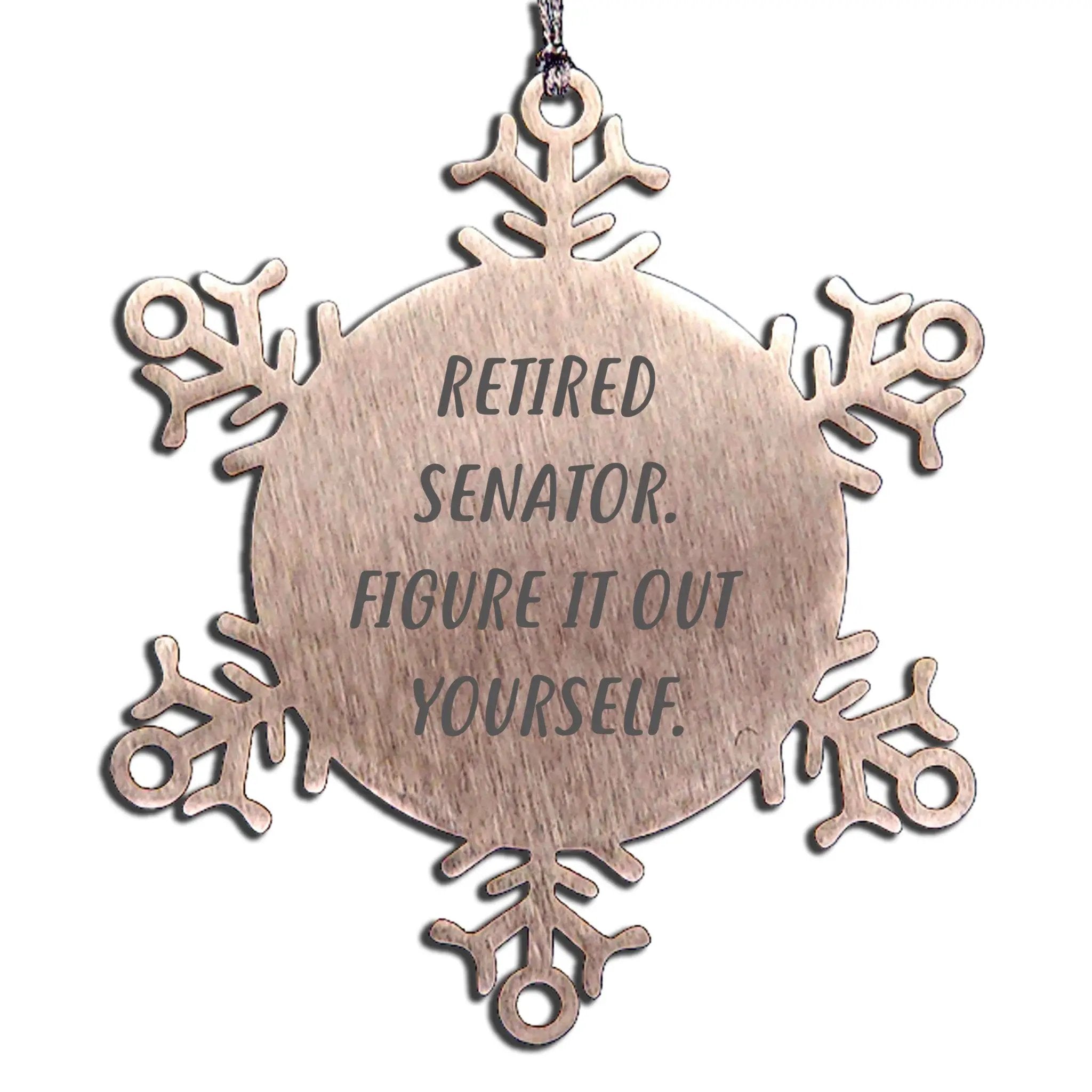 Funny Senator Snowflake Ornament - Retired Senator. Figure It Out Yourself. Quote