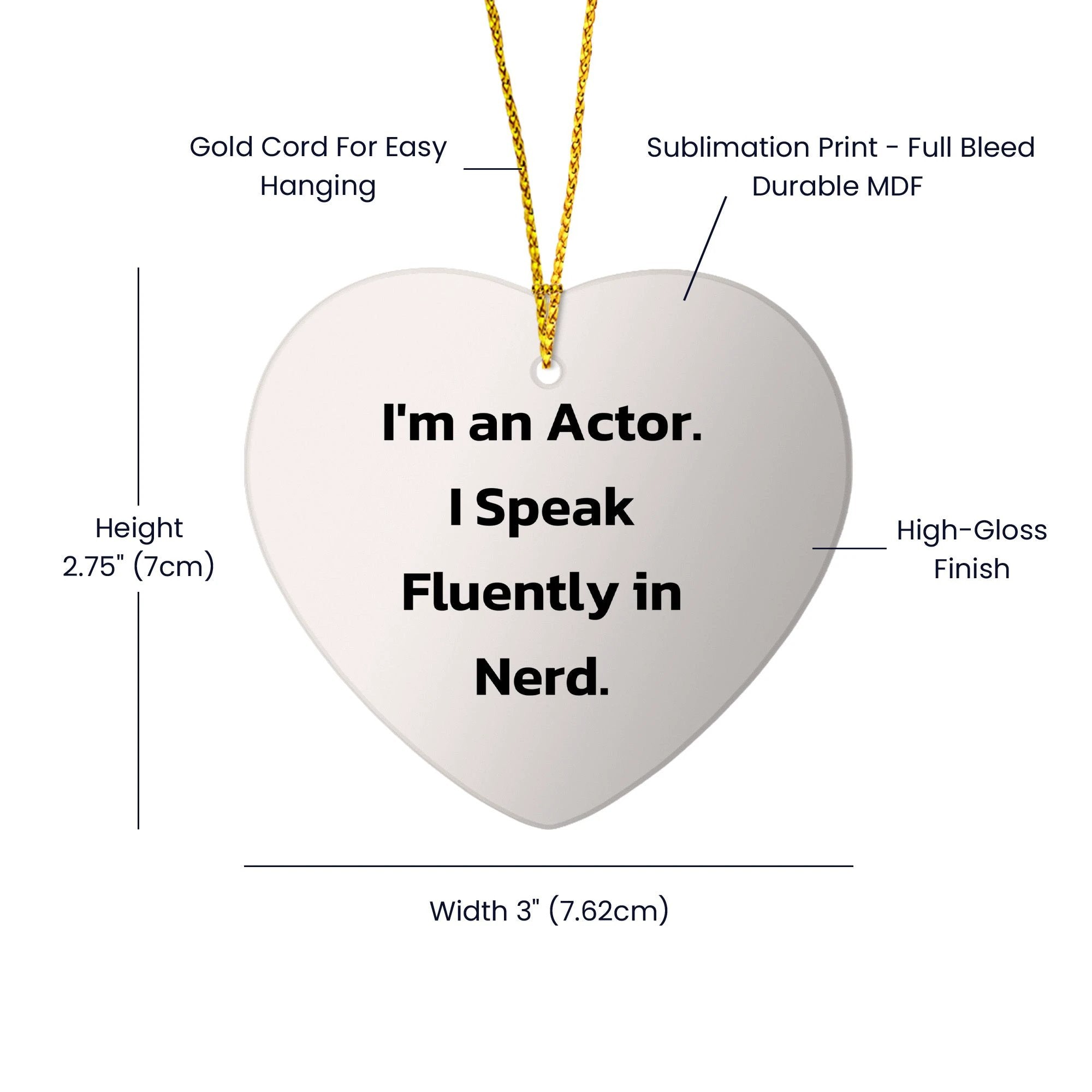 Actor Heart Ornament I Am An Actor Gift Perfect For Actors - Mallard Moon