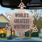 Waitress World's Greatest Snowflake Ornament Stainless Steel Gift