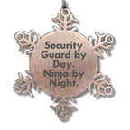 Security Guard Gifts by Day, Ninja Gifts by Night - Christmas Snowflake Ornament for Men or Women from Friends, Family, or Coworkers