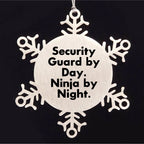 Security Guard Gifts by Day, Ninja Gifts by Night - Christmas Snowflake Ornament for Men or Women from Friends, Family, or Coworkers