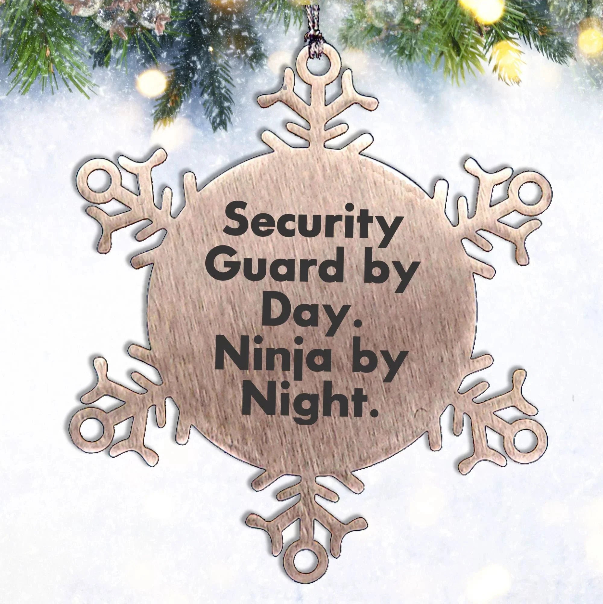 Security Guard Gifts by Day, Ninja Gifts by Night - Christmas Snowflake Ornament for Men or Women from Friends, Family, or Coworkers