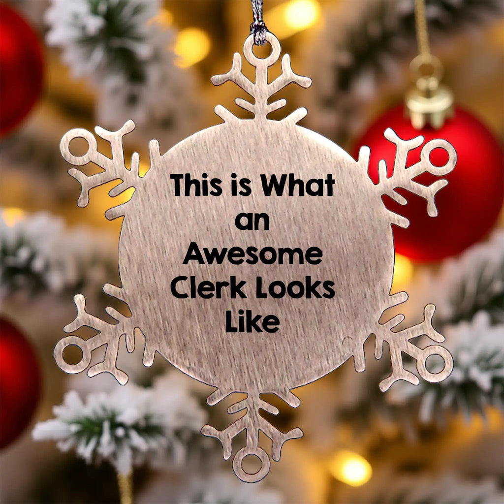 Snowflake Ornament for Awesome Clerk Friends Family Christmas Unique Gifts from Men Coworkers