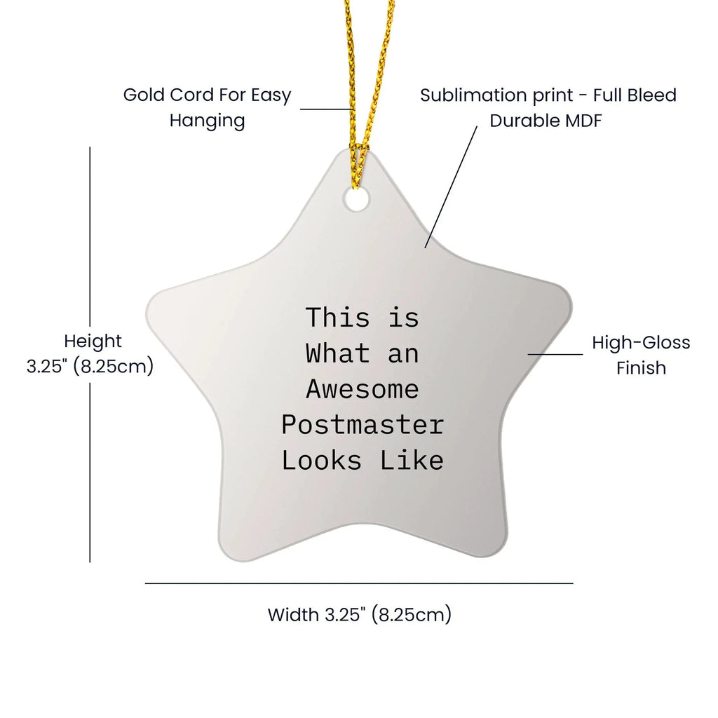 Funny Christmas Unique Gifts from Friends for Awesome Postmasters - Star Ornament with Quote 'This Is What An Awesome Postmaster Looks Like'