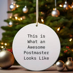Funny Postmaster Gifts from Men to Awesome Postmasters, This Is What An Awesome Postmaster Looks Like Circle Ornament for Christmas
