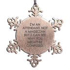 Funny Attendant Snowflake Ornament Gifts from Men to Women Friends Coworkers Family, Unique Christmas Unique Gifts for Attendant Attendant Gifts
