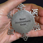 Funny Accountant Gifts, 'Best Accountant Ever' Snowflake Ornament, Christmas Unique Gifts from Friends, Family, or Coworkers
