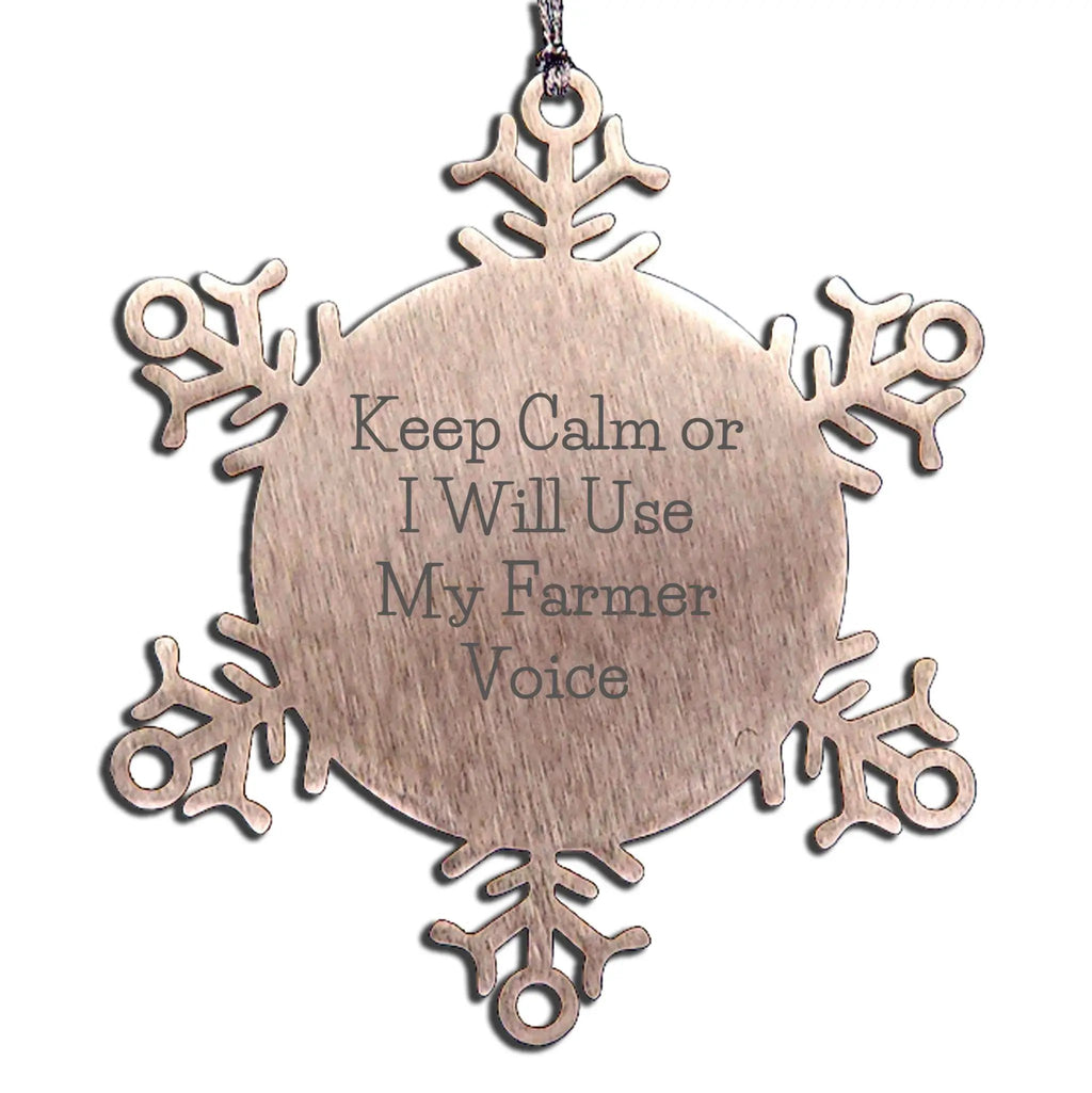 Farmer Ornament Keep Calm Or I Will Use My Farmer Voice Gift