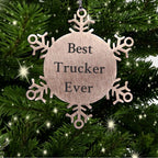 Funny Trucker Gifts from Friends, Best Trucker Ever Snowflake Ornament, Unique Christmas Unique Gifts for Trucker