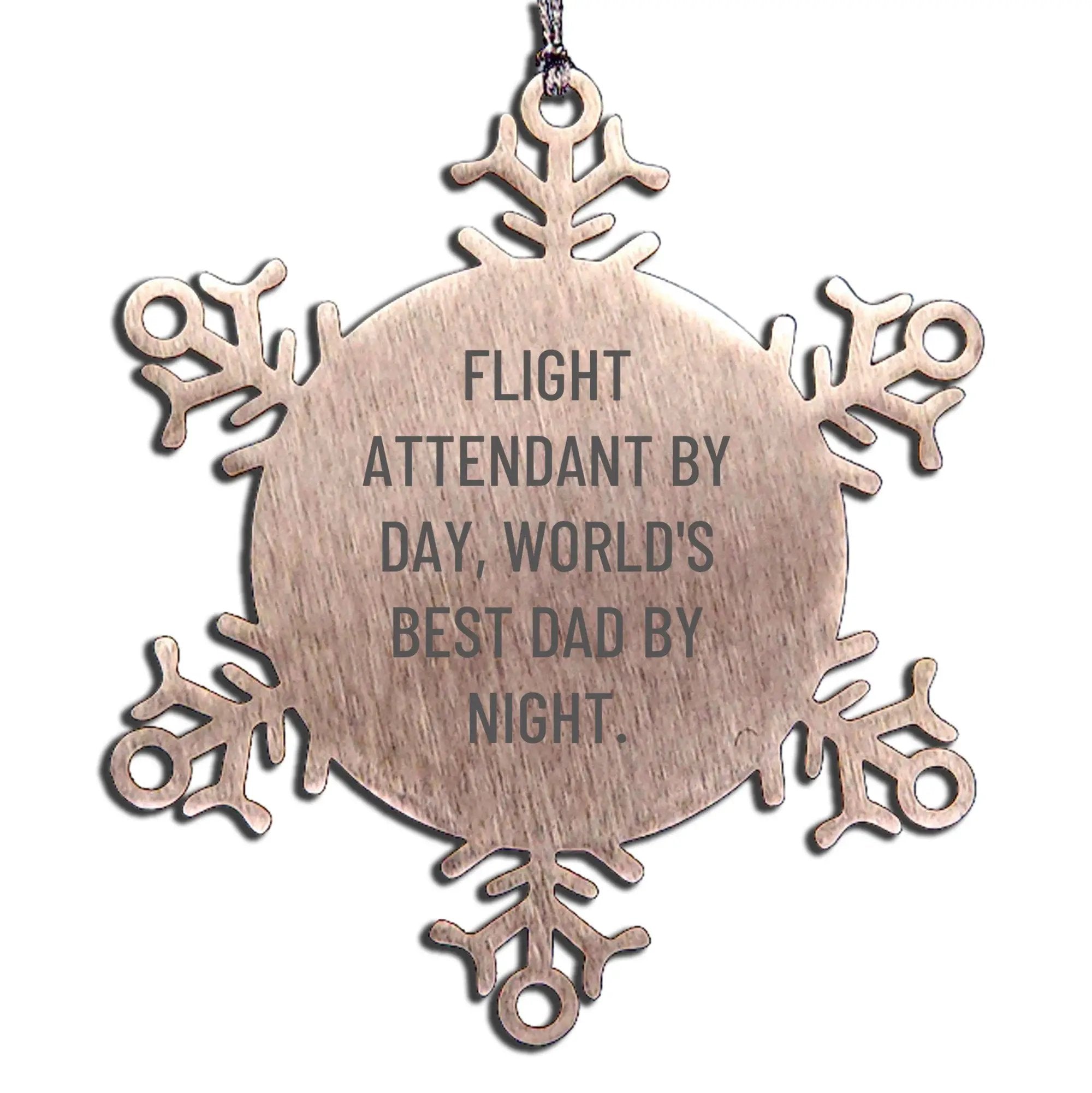 Flight Attendant Funny Snowflake Christmas Ornament - Flight Attendant By Day, World's Best Dad By Night - Mallard Moon