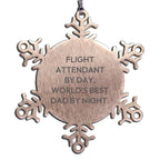 Flight Attendant Snowflake Ornaments - Flight Attendant By Day, World's Best Dad By Night - Mallard Moon