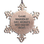 Funny Game Warden Gifts from Men - Game Warden By Day World's Best Dad Snowflake Ornament, Christmas Unique Gifts for Family - Mallard Moon