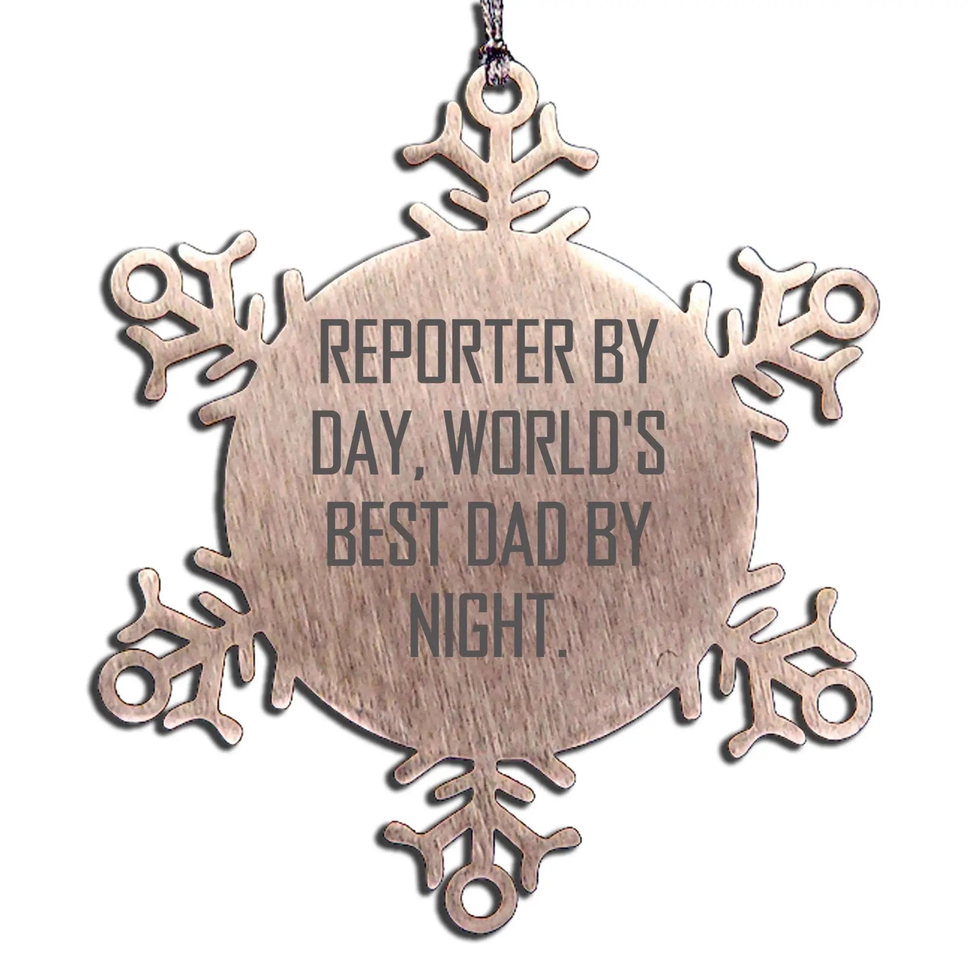 Reporter Snowflake Ornament Worlds Best Dad By Night Gift For Reporter - Mallard Moon
