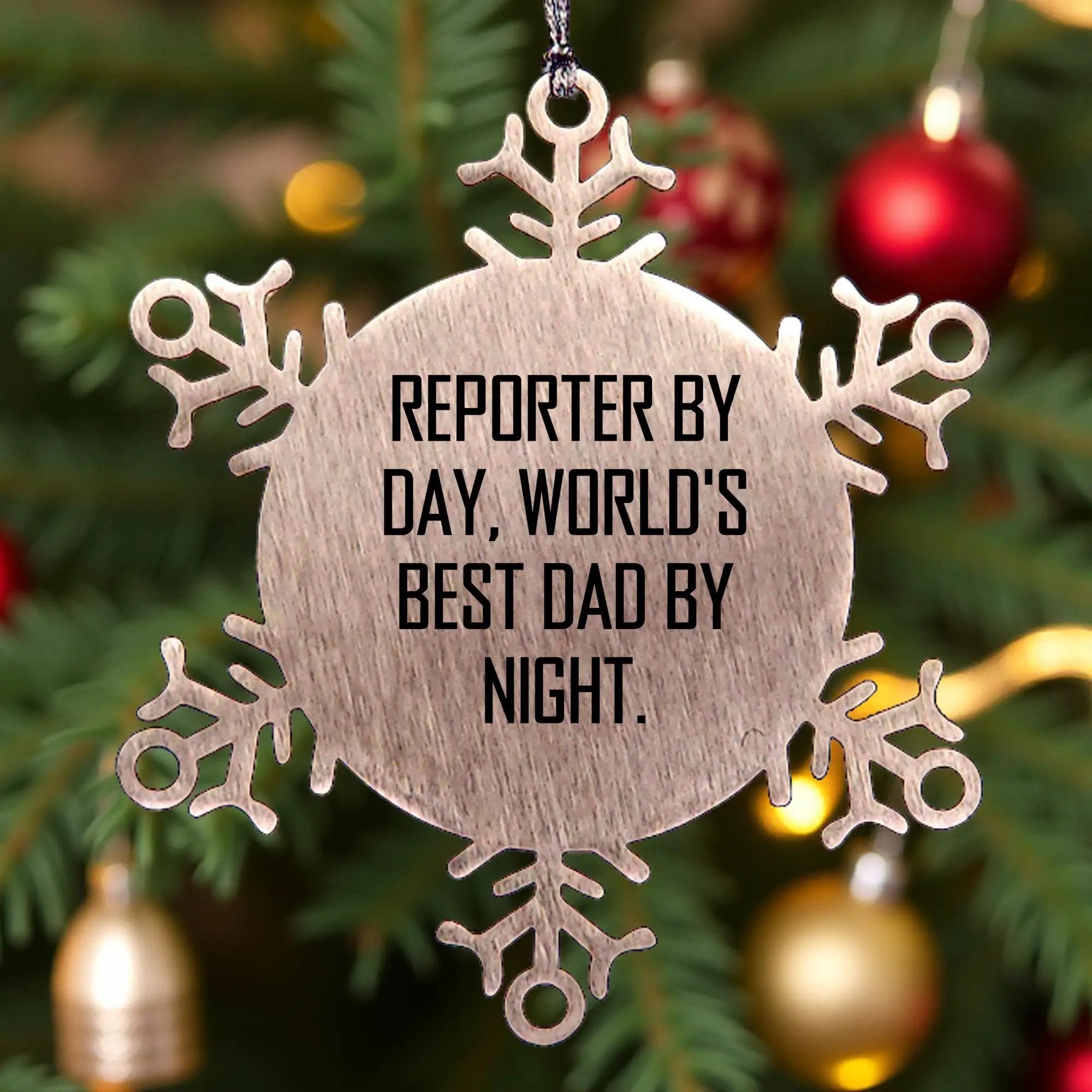 Reporter Snowflake Ornament Worlds Best Dad By Night Gift For Reporter - Mallard Moon