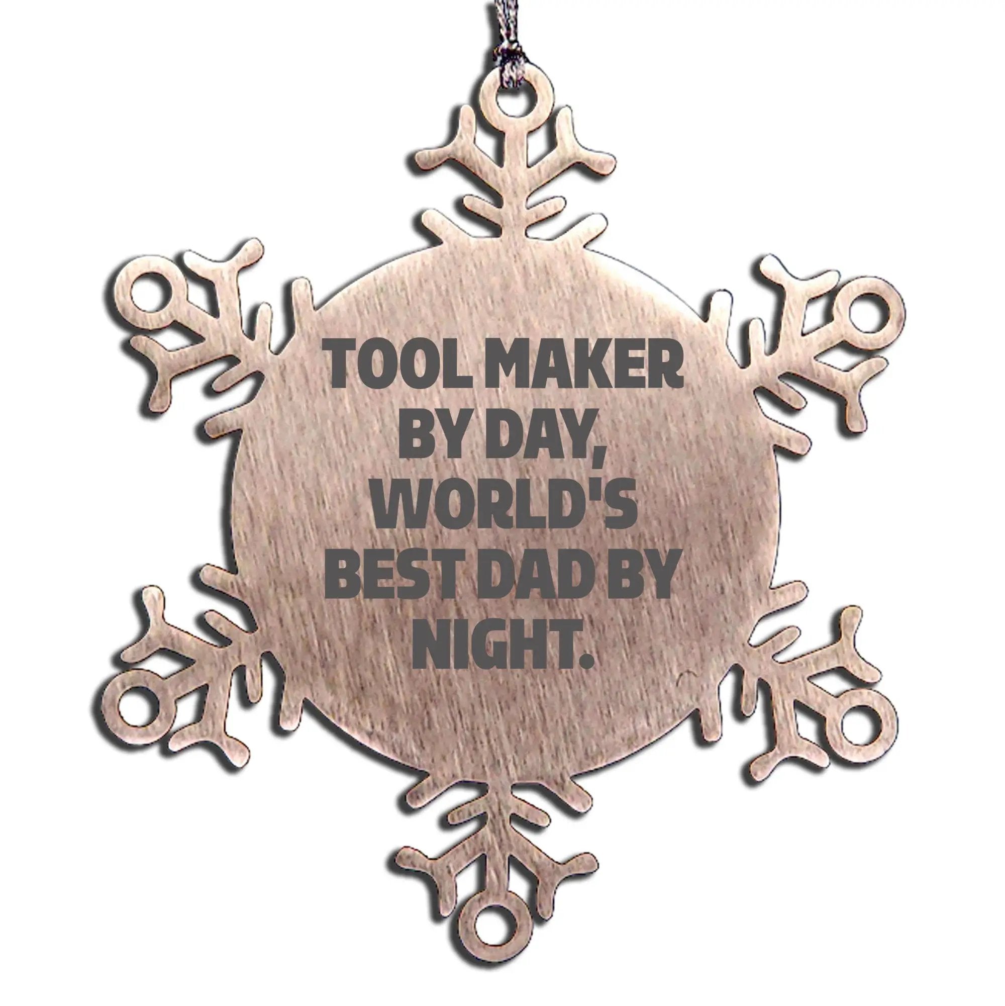 Tool Maker, Unique Gifts from Family for Tool Maker By Day, World's Best Dad By Night Snowflake Ornament - Mallard Moon
