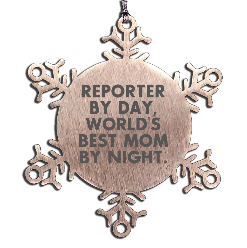 Reporter Mom Ornament Snowflake World's Best Mom Gift Xmas