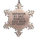 Reporter Mom Ornament Snowflake World's Best Mom Gift Xmas