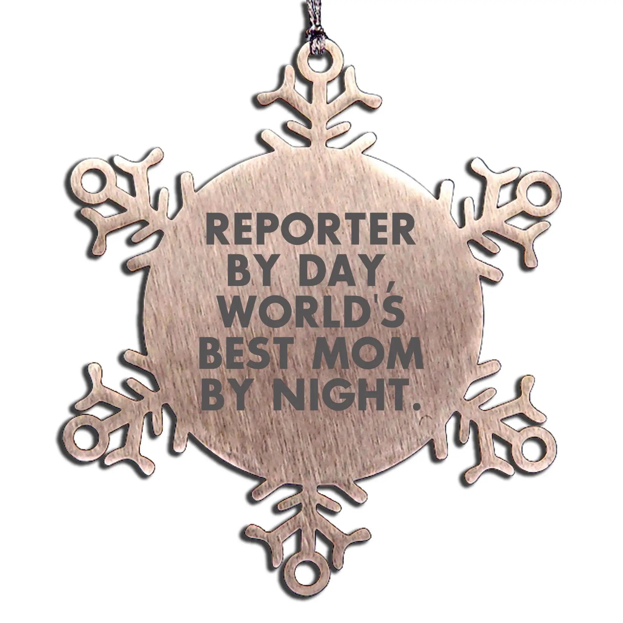 Reporter Mom Ornament Snowflake World's Best Mom Gift Xmas