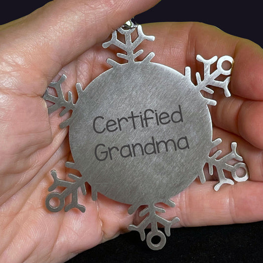 Certified Grandma's Funny Christmas Snowflake Ornament Gifts from Family for Grandma