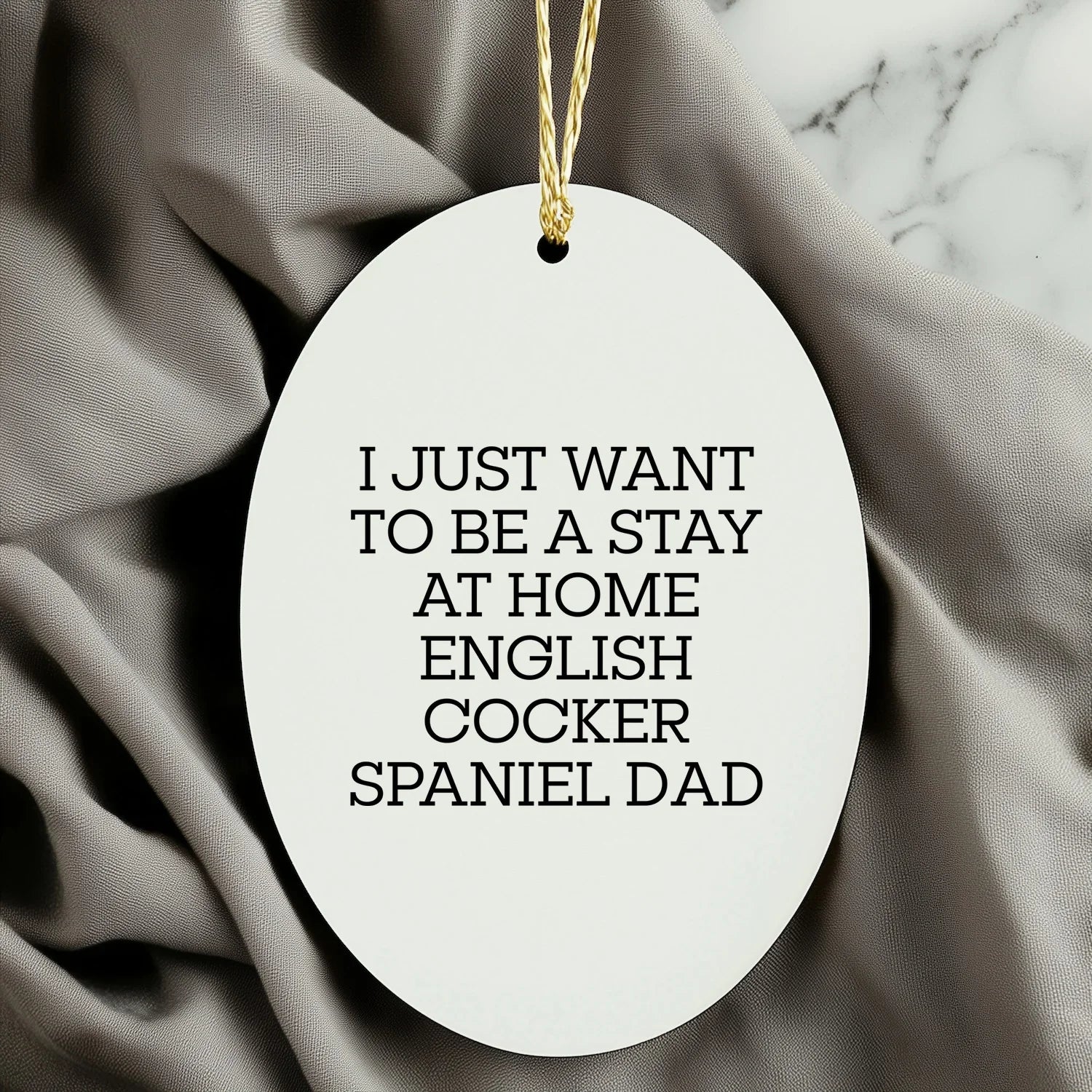 English Cocker Spaniel Dad's Christmas Wish, Oval Ornament, Gifts from Men to English Cocker Spaniel Dog, Funny Quote