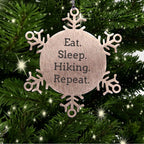 Hiker Snowflake Ornament Eat Sleep Hiking Repeat Great Gift
