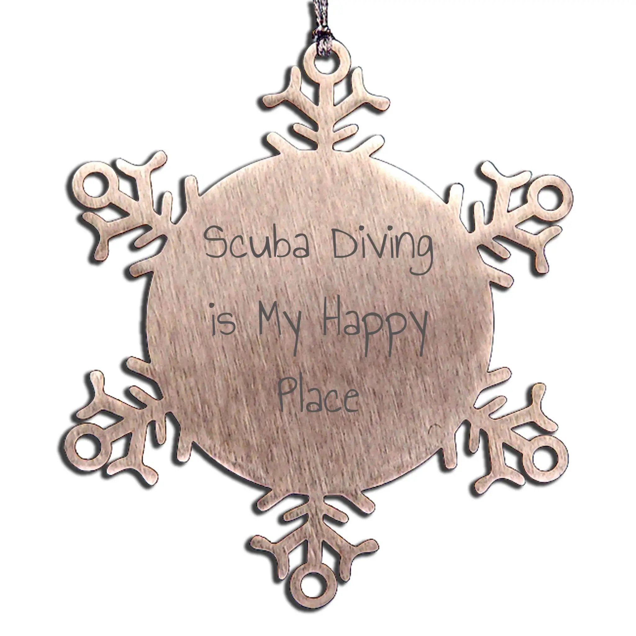 Stainless Steel Scuba Diving Snowflake Ornament Is My Happy Place