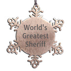 World's Greatest Sheriff Snowflake Ornament Necklace Gift For Sheriff From Friends And Family