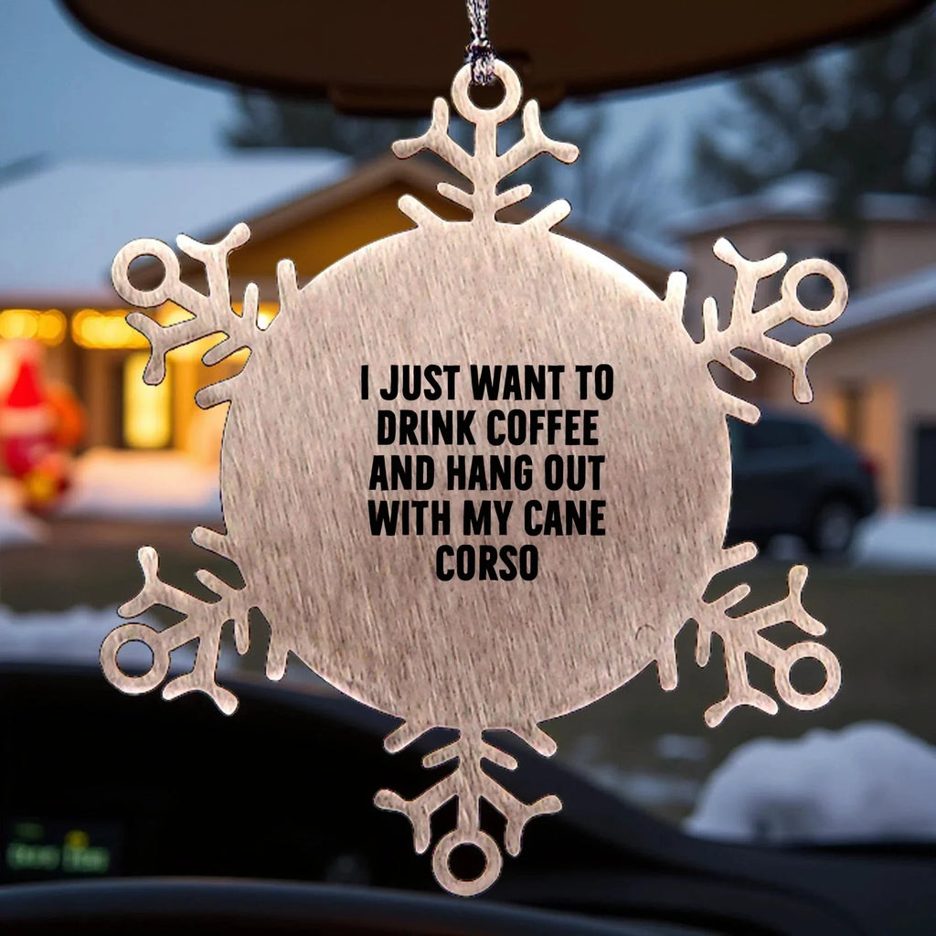 Cane Corso Dog Lover Snowflake Steel Christmas Ornament