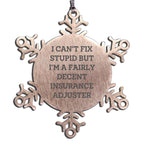 Insurance Adjuster Funny Snowflake Ornament Office Gift - Mallard Moon