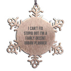 Urban Planner Christmas Snowflake Ornament - I Can't Fix Stupid