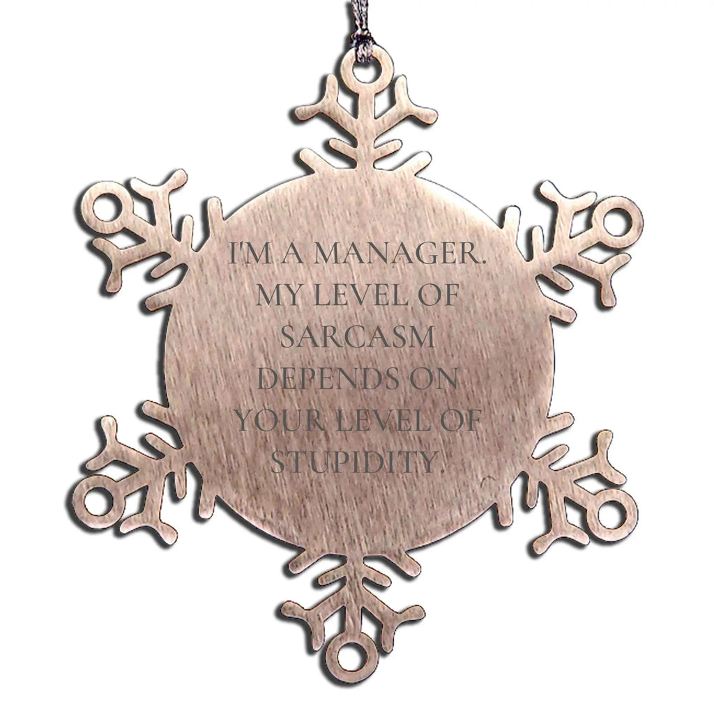 Manager Snowflake Ornament Sarcasm Depends On Level Of Stupidity Office Gift