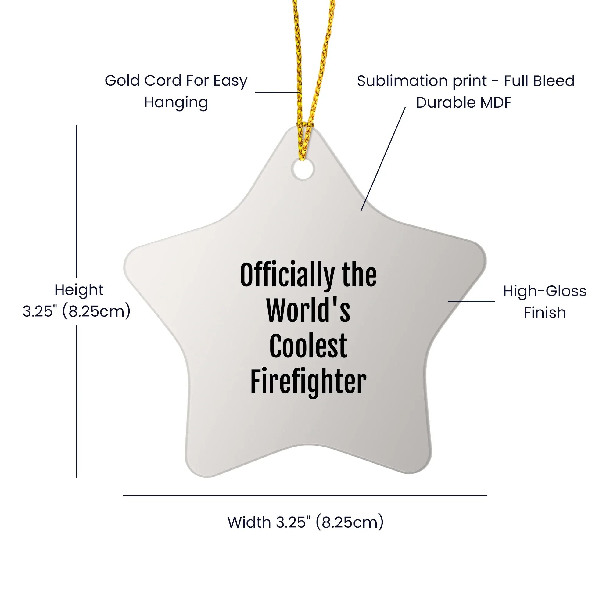 Funny Firefighter Christmas Unique Gifts from Friends, Officially The World's Coolest Firefighter Star Ornament, Gift for Firefighter
